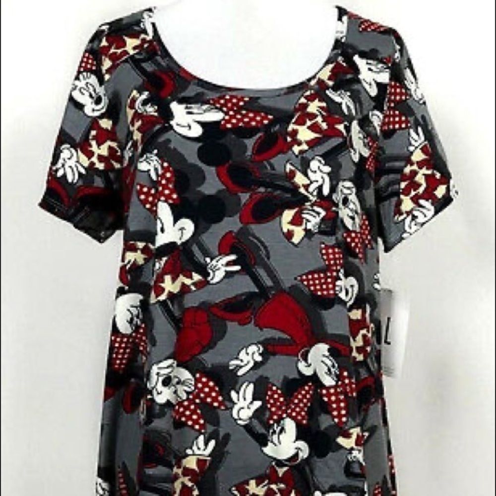 LuLaRoe Disney Minnie Mouse Red & Black Print Classic Shirt Size XS
